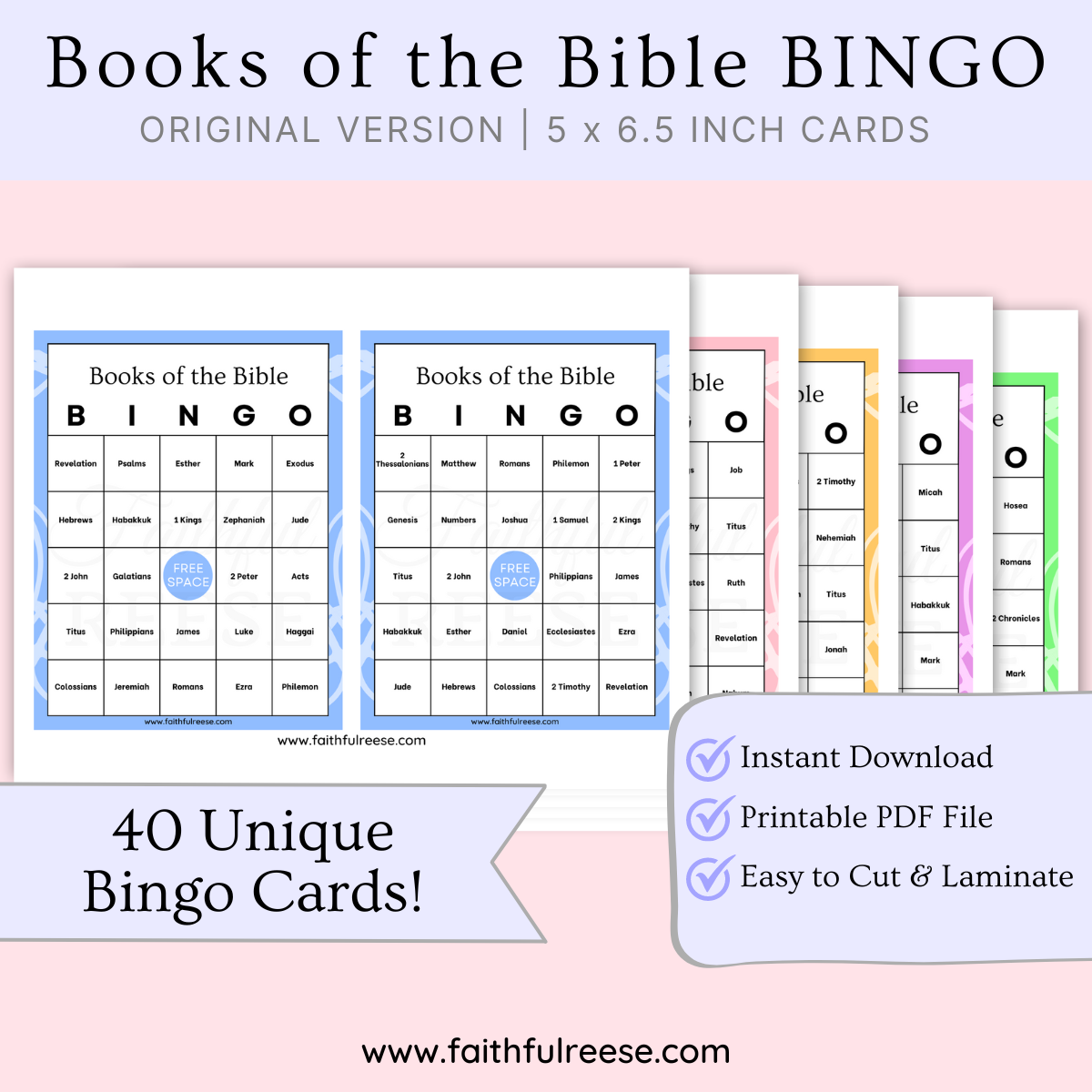 Printable Books of the Bible Bingo.