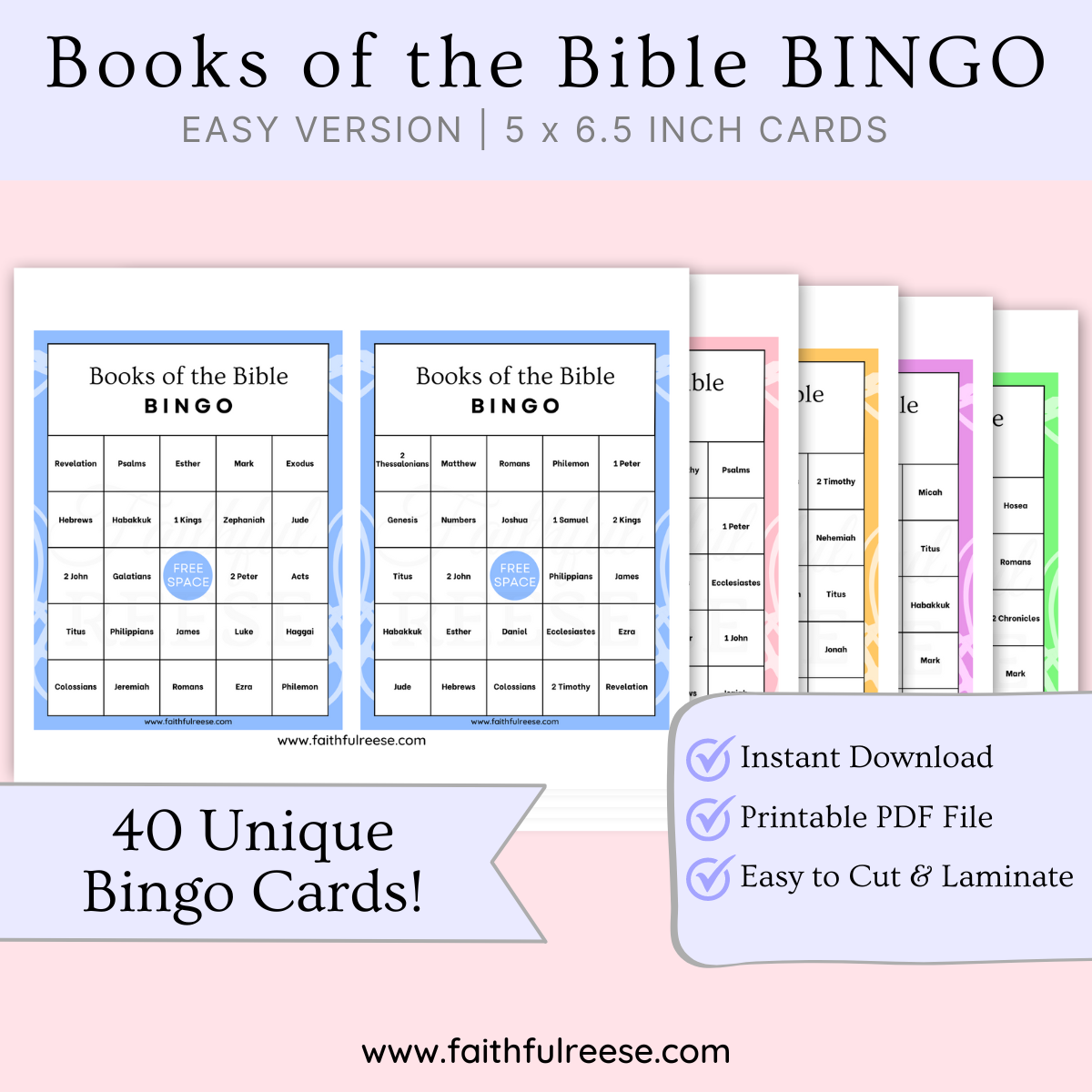 Printable Books of the Bible Bingo for kids.