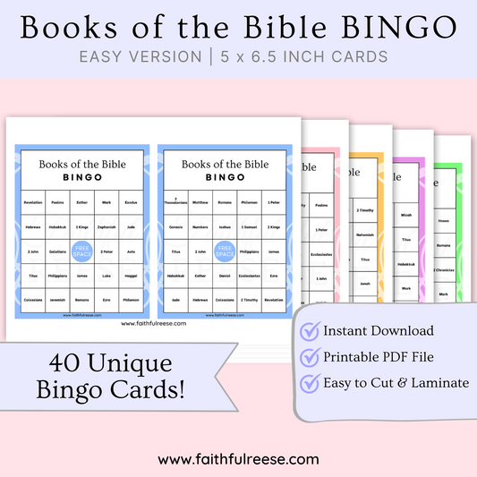 Printable Books of the Bible Bingo for kids.