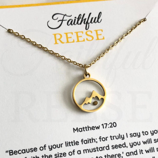 Mustard seed necklace, stainless steel gold.