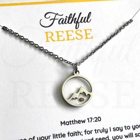 Mustard seed necklace, stainless steel silver.