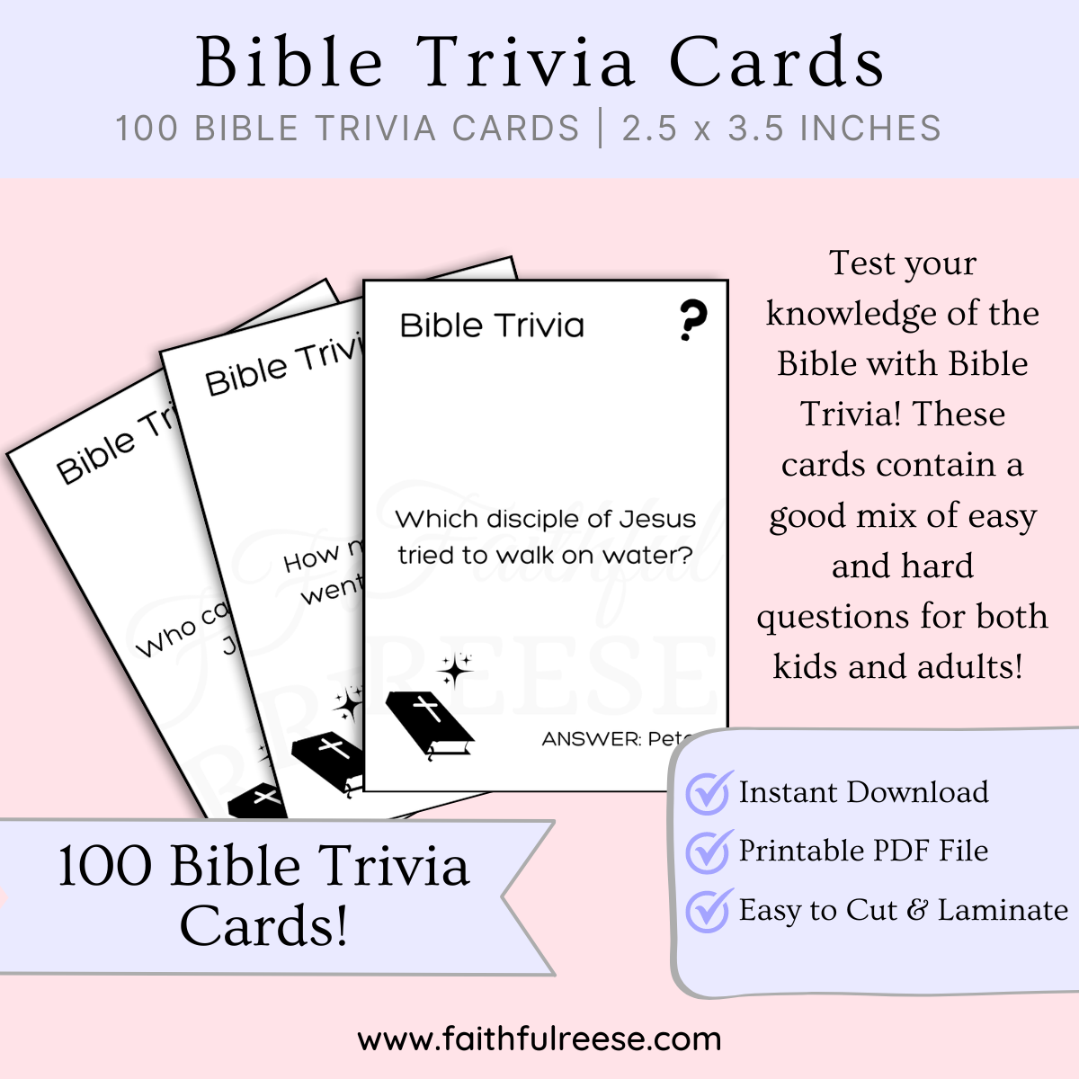 Bible trivia card game.